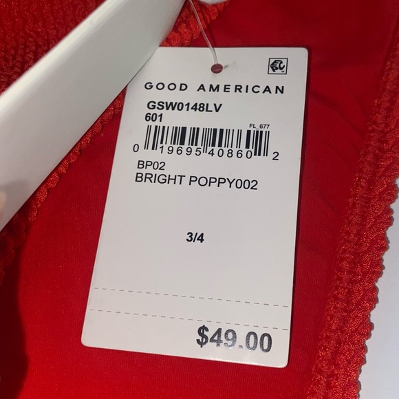 Good American Always Fits Ribbed Bikini Bottom in Poppy Red Size 3/4 (L/XL) - Picture 4 of 8